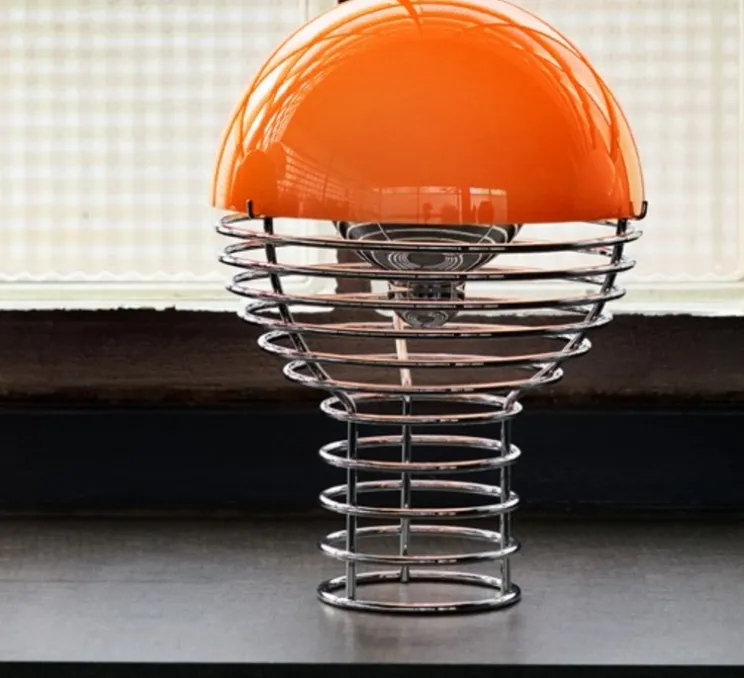 Lampe à poser / baladeuse, Wire, orange, chrome, LED, IP44, Ø18cm, H25cm - Verpan