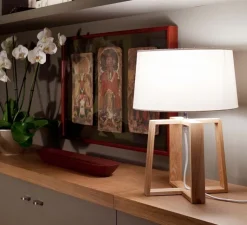 Enfants|Lampe*Faro Lampe à poser, Bliss, bois et abat-jour tissus blanc, H44cm, Ø32cm - blanc, bois