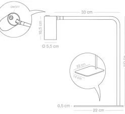Lampe*Zangra Lampe à poser, Achille, , L32cm, H40cm - blanc