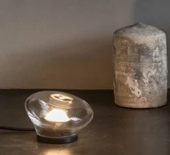 Lampe*Karman Lampe à poser, Agua CT290 T1 V11, noir mat et verre transparent, LED, 3000K, 410 lm, Ø13cm, H9cm - transparent, noir