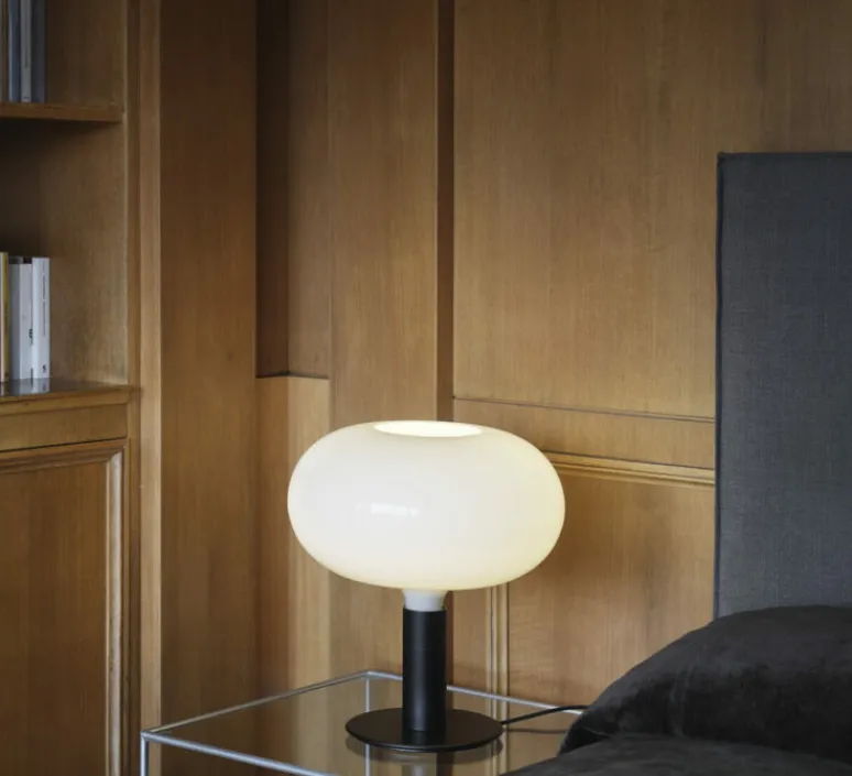 Lampe*Nemo Lighting Lampe à poser, Albini AM/AS, AM1N, , Ø40cm, H48cm - blanc et noir