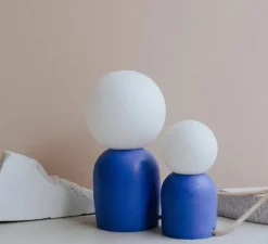 Lampe à poser, Andrée, bleu, Ø9cm, H19cm - Zuri
