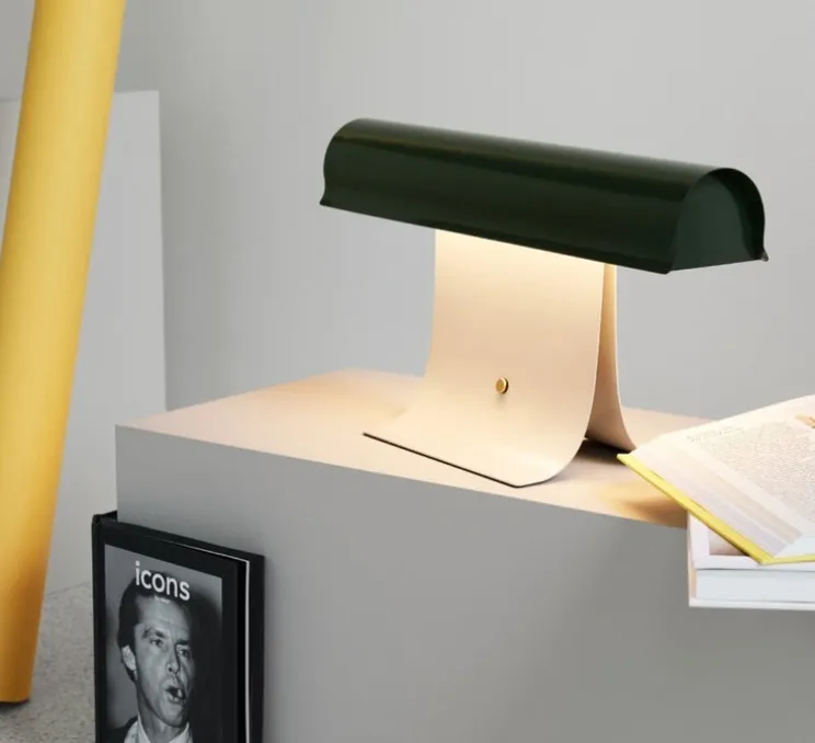 Lampe à poser, Archive, vert foncé, gris clair, LED, dim, 2700K, 1100 lm, L50cm, H27cm - Northern
