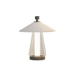 Lampe*Contardi Lampe à poser, Asia Small, bronze, LED, dim, 2700K, 1500 lm, Ø35cm, H41,6cm - bronze, coton blanc