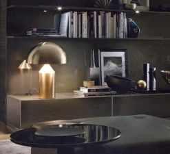 Lampe*Oluce Lampe à poser, Atollo, brossé, H50cm, Ø38cm - laiton