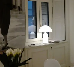 Lampe*Oluce Lampe à poser, Atollo, verre opalin, Ø38cm, H50cm - opalin opaque