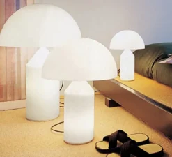 Lampe*Oluce Lampe à poser, Atollo, verre opalin, Ø38cm, H50cm - opalin opaque