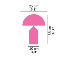 Lampe*Oluce Lampe à poser, Atollo, verre opalin, Ø25cm, H35cm - opalin opaque