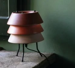 Lampe à poser, Aura 1242, rouge vin, orange, abricot, Ø20cm, H27cm - Toscot