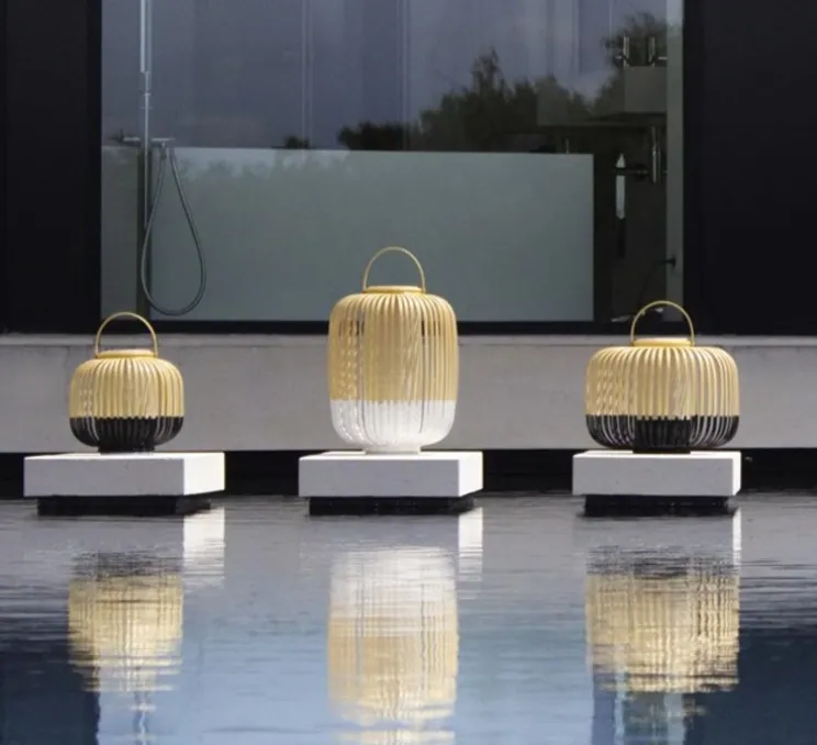 Lampe à poser, Bamboo, Take Away, M, blanc, IP66,LED, 3000K, 290lm, Ø27cm, H44cm - Forestier