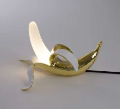Lampe à poser, Banana Dewey, blanc, or, LED, H20cm - SELETTI