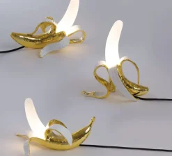 Lampe à poser, Banana Dewey, blanc, or, LED, H20cm - SELETTI