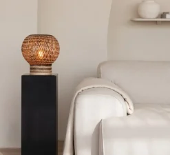 Lampe*Good&Mojo Lampe à poser, Barbados, et marron, Ø25cm, H27cm - naturel