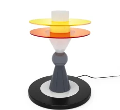 Lampe à poser, Bay, noir, blanc, jaune, orange, Ø40cm, H50cm - Memphis Milano