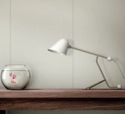 Lampe*Tato Italia Lampe à poser, Beghina, , LED, 3000K, 200lm, L22cm, H41cm - blanc brillant, laiton