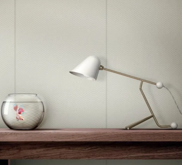 Lampe*Tato Italia Lampe à poser, Beghina, , LED, 3000K, 200lm, L22cm, H41cm - blanc brillant, laiton