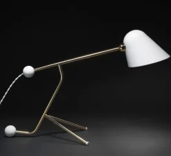 Lampe*Tato Italia Lampe à poser, Beghina, , LED, 3000K, 200lm, L22cm, H41cm - blanc brillant, laiton