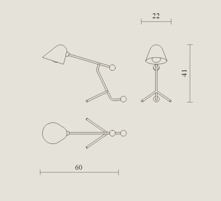 Lampe*Tato Italia Lampe à poser, Beghina, , LED, 3000K, 200lm, L22cm, H41cm - blanc brillant, laiton