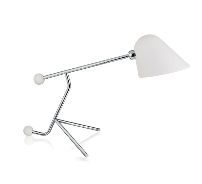 Lampe*Tato Italia Lampe à poser, Beghina, , LED, 3000K, 200lm, L22cm, H41cm - blanc texturé, chrome