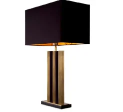 Lampe à poser, Belize, laiton, abat-jour noir, L50cm, H80,5cm - Eichholtz