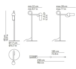 Lampe*KDLN Lampe à poser, Bird, , LED, dim, 2700K, 660 lm, L17cm, H48cm - blanc