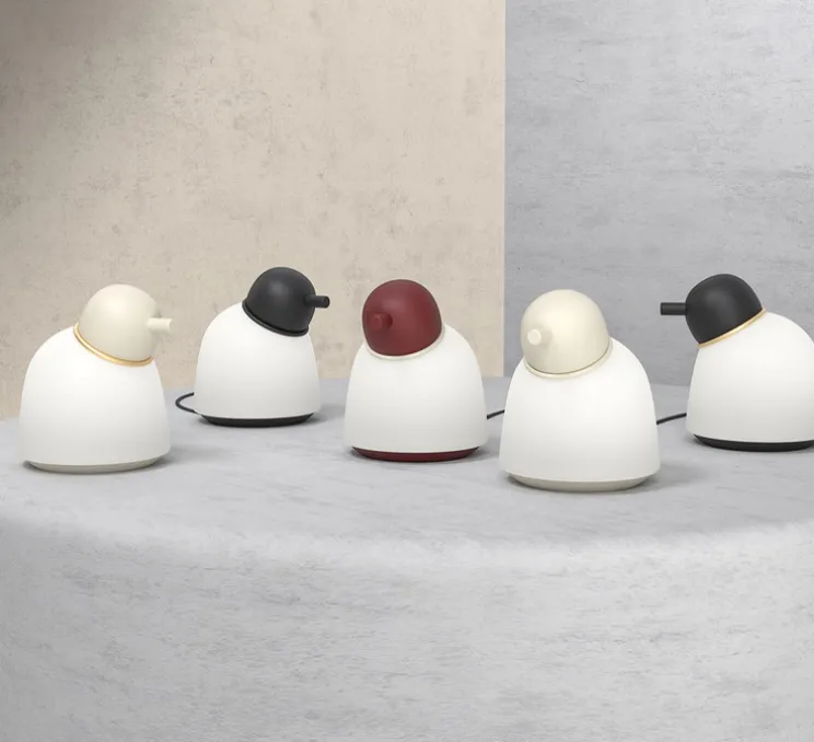 Lampe à poser, Bird, noir, blanc et laiton, Ø17,4cm, H21,5cm - Belid