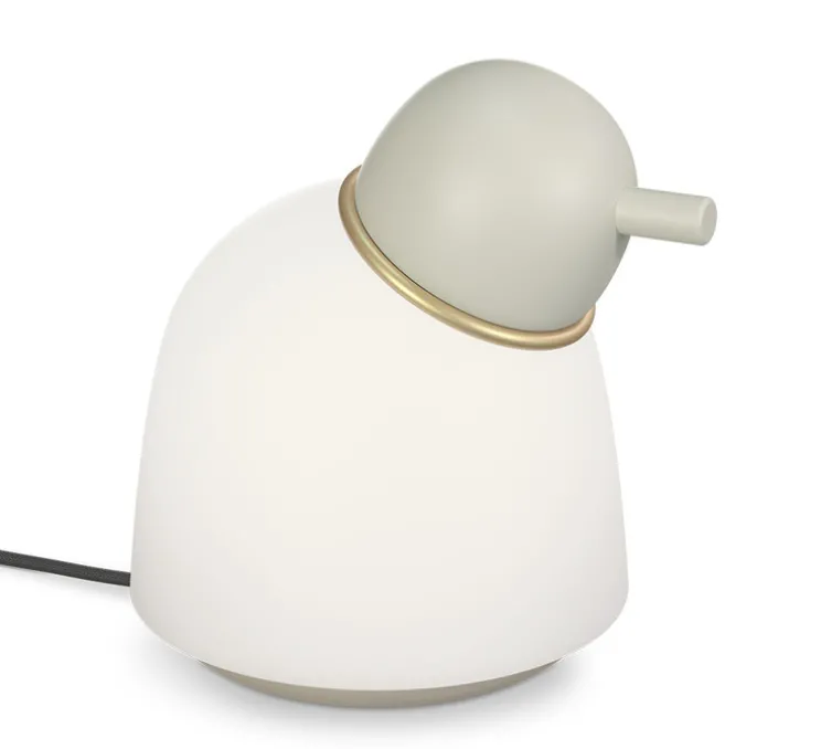 Lampe à poser, Bird, sable, blanc et laiton, Ø17,4cm, H21,5cm - Belid