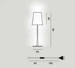 Lampe*Foscarini Lampe à poser, Birdie Easy Grande, , Ø25cm, H62cm - blanc et noir