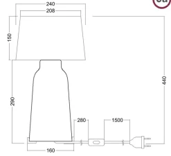 Lampe à poser, Bottiglia, abat-jour Athena, corten, jute, Ø24cm, H44cm - Creative Cables