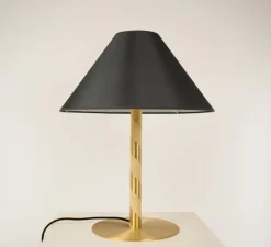 Lampe à poser, Candy, laiton satiné, abat-jour chinette noire, Ø45cm, H61cm - CVL