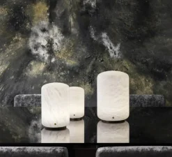 Lampe à poser, Capsule, laiton, albâtre, LED, dim, 2700-1800K, 980 lm, Ø16,6cm, H25,2cm - Carpyen