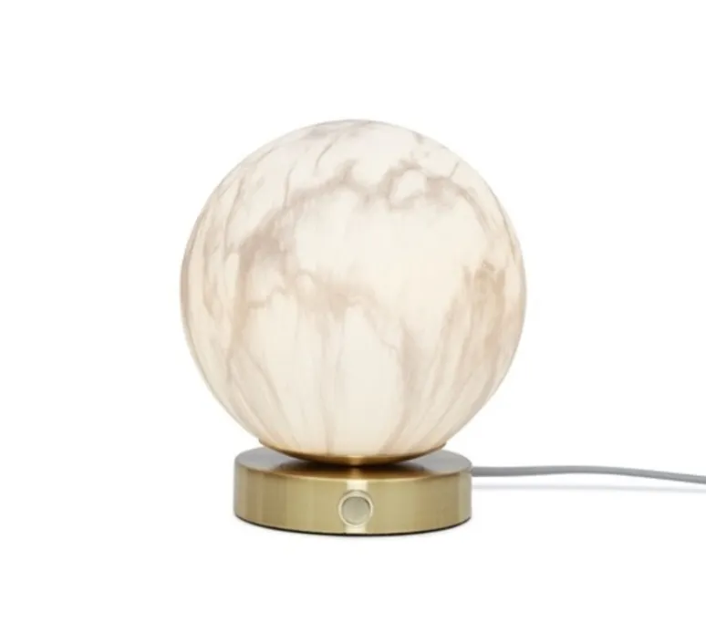 Lampe*It's about Romi Lampe à poser, Carrara, Finition , Ø16cm, H18cm - Marbre blanc, laiton