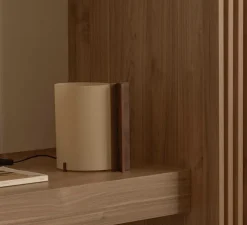 Lampe à poser, Cata, noyer, LED, 2200K, 80 lm, L13,5cm, H25cm - Faro