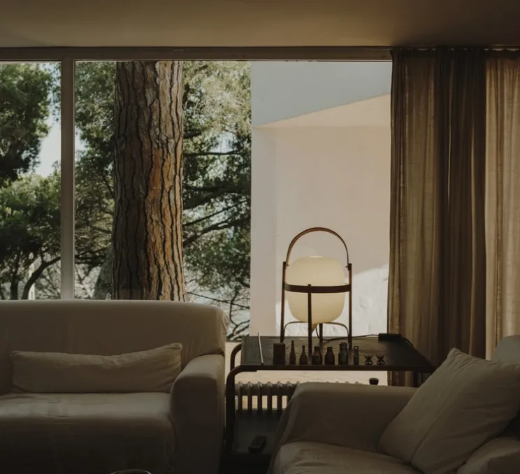 Lampe à poser, Cesta, bois, Ø33cm, H57cm - Santa & Cole