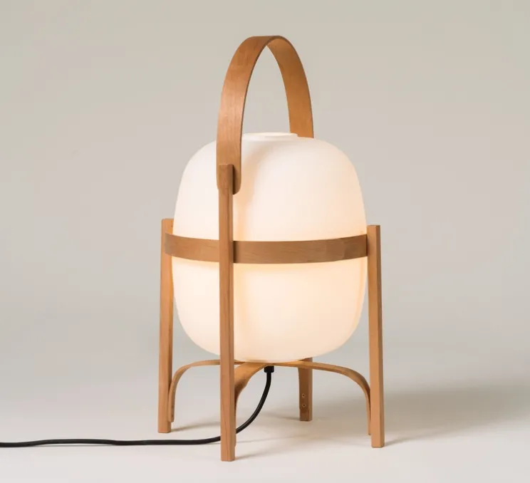 Lampe à poser, Cesta, bois, Ø33cm, H57cm - Santa & Cole