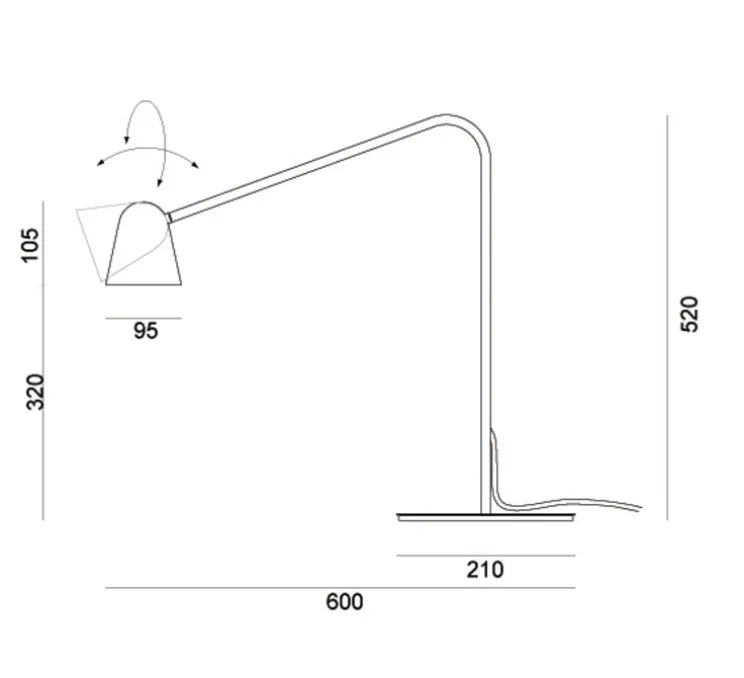 Lampe à poser, Chaplin, blanc, L60cm - Formagenda