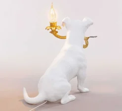 Enfants|Lampe*Seletti Lampe à poser, Chien, Rio Lamp, , L42cm, H25cm - blanc et or