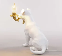 Enfants|Lampe*Seletti Lampe à poser, Chien, Rio Lamp, , L42cm, H25cm - blanc et or