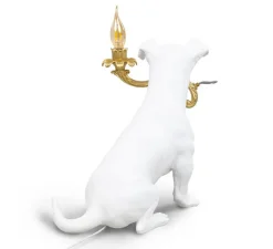 Enfants|Lampe*Seletti Lampe à poser, Chien, Rio Lamp, , L42cm, H25cm - blanc et or