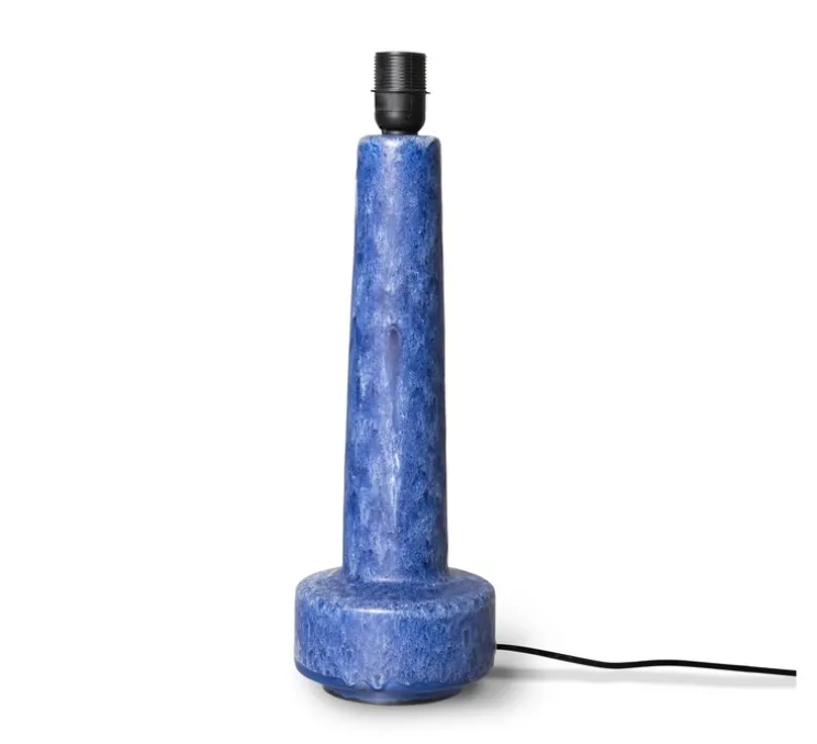 Lampe à poser, Cilinder + Retro Stoneware, naturel, bleu, Ø30cm, H70cm - HK Living