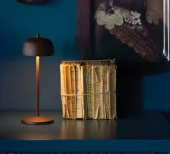 Lampe à poser, Circe, corten, IP65, LED, dim, 2200-3000K, 214 - 224 lm, Ø11cm, H30cm - Zafferano