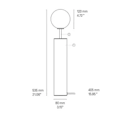 Lampe à poser, Co large, laiton, Ø8cm, H53,5cm - CVL