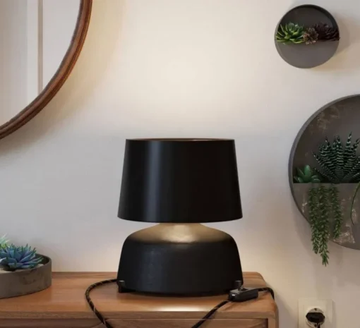 Lampe à poser, Coppa, abat-jour Athena, noir, Ø24cm, H29cm - Creative Cables