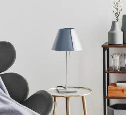 Lampe*Luceplan Lampe à poser, Costanzina, abat-jour gris béton, pied aluminium, Ø26cm, H51cm - gris béton, aluminium