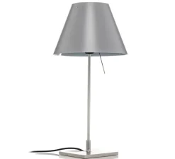 Lampe*Luceplan Lampe à poser, Costanzina, abat-jour gris béton, pied aluminium, Ø26cm, H51cm - gris béton, aluminium