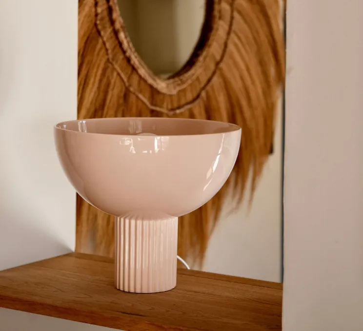 Lampe à poser, Coupo, Poudrée brillant, Ø29cm, H25cm - Oustao