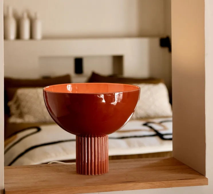 Lampe à poser, Coupo, Terracotta brillant, Ø29cm, H25cm - Oustao
