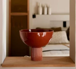 Lampe à poser, Coupo, Terracotta brillant, Ø29cm, H25cm - Oustao