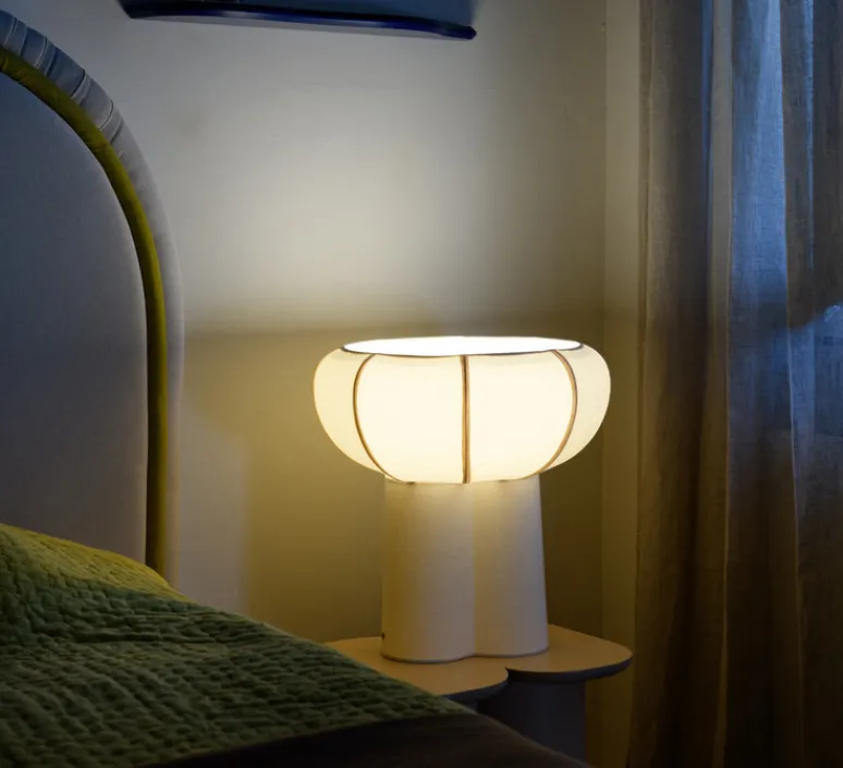 Lampe*Margaux Keller Collections Lampe à poser, Couqueto, , Ø45cm, H44,5cm - blanc moucheté