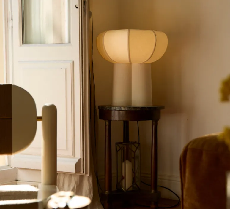 Lampe*Margaux Keller Collections Lampe à poser, Couqueto, , Ø45cm, H44,5cm - blanc moucheté